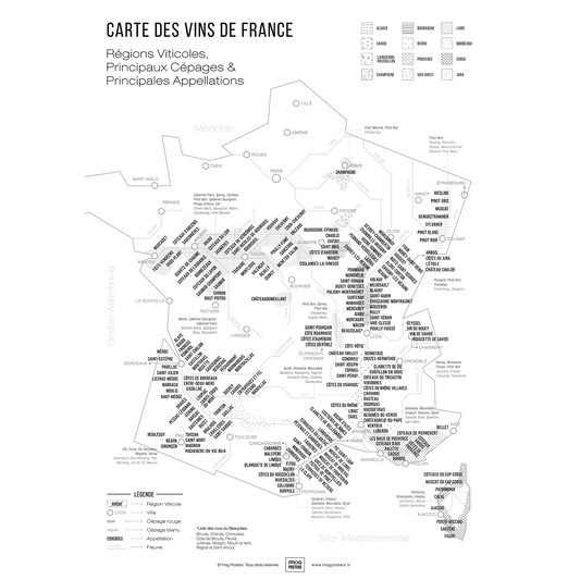 Carte des vins de France PDF, gratuite à imprimer