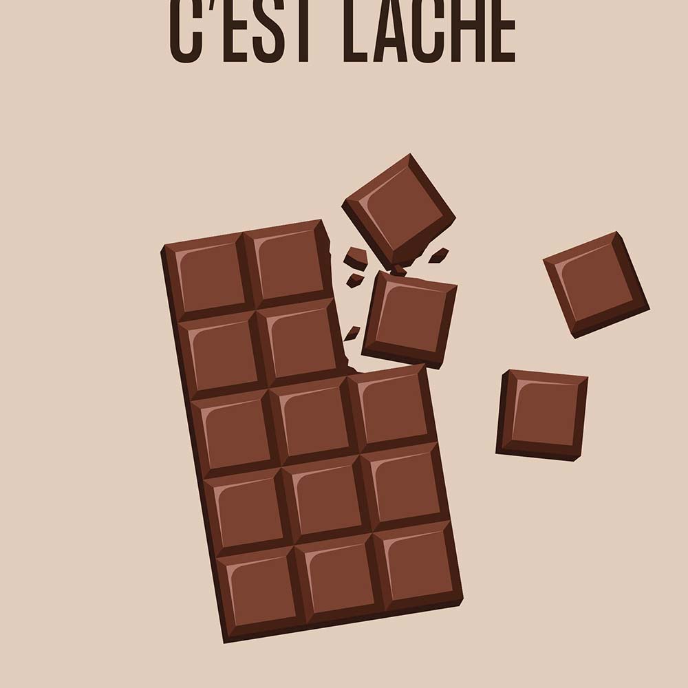 Affiche le chocolat est ton ennemi, affiche humoristique thème du chocolat, zoom