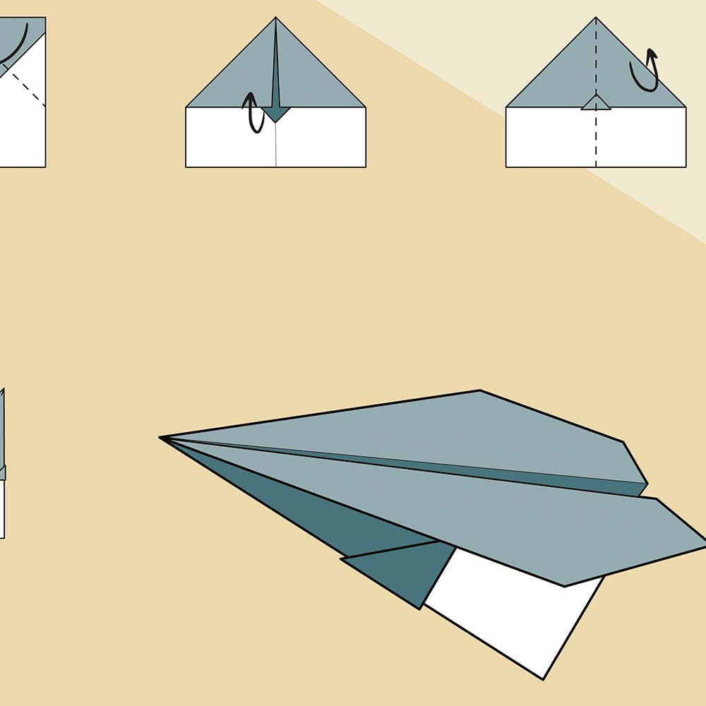 Affiche origami avion, poster minimaliste géométrique, zoom