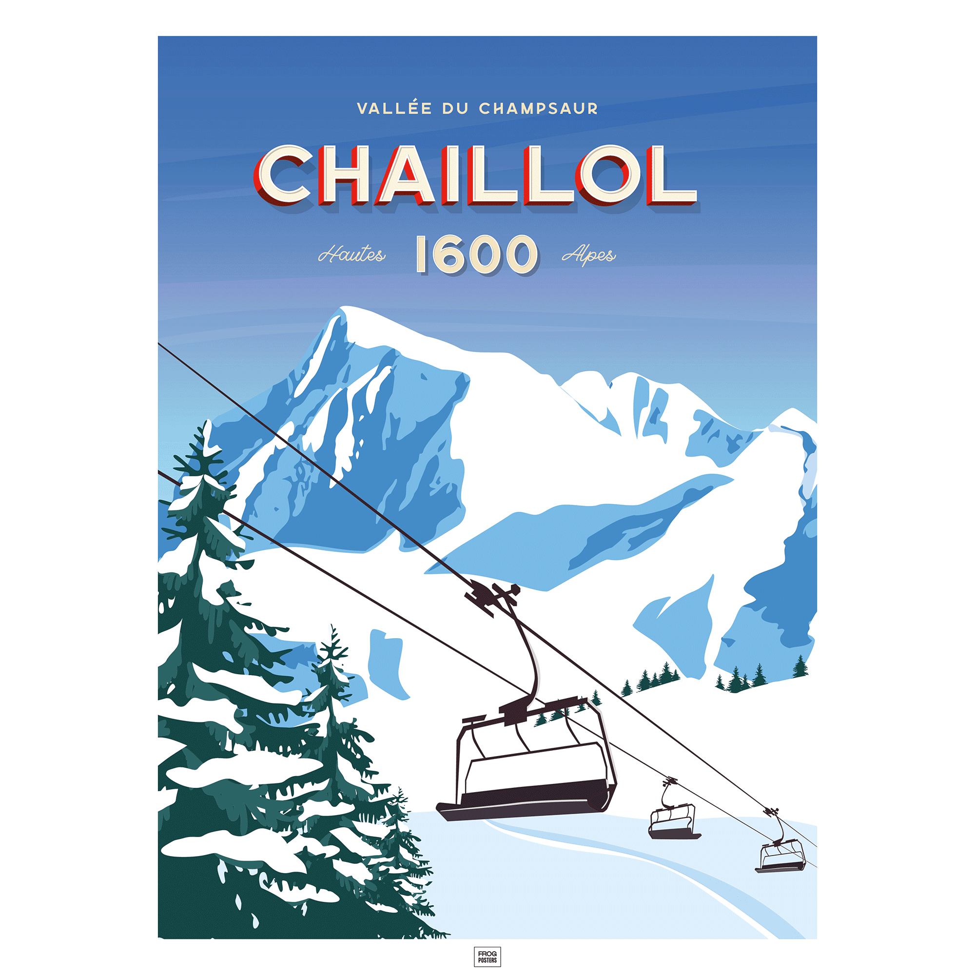Affiche le Pic du Vieux Chaillol, poster vintage