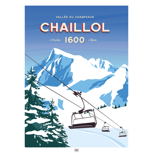 Affiche le Pic du Vieux Chaillol, poster vintage