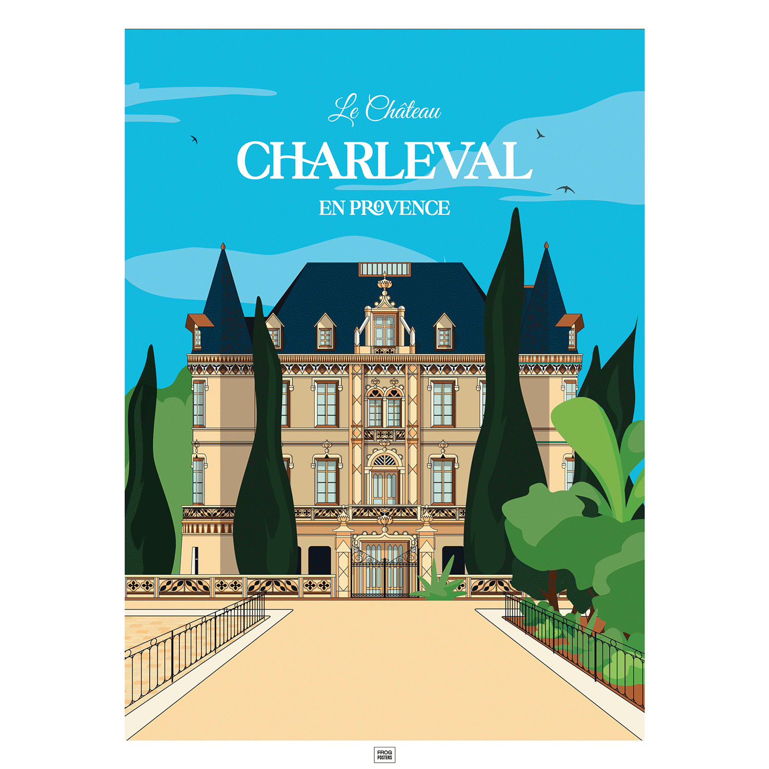 Affiche Château de Charleval en Provence - poster vintage et rétro de Frog Posters