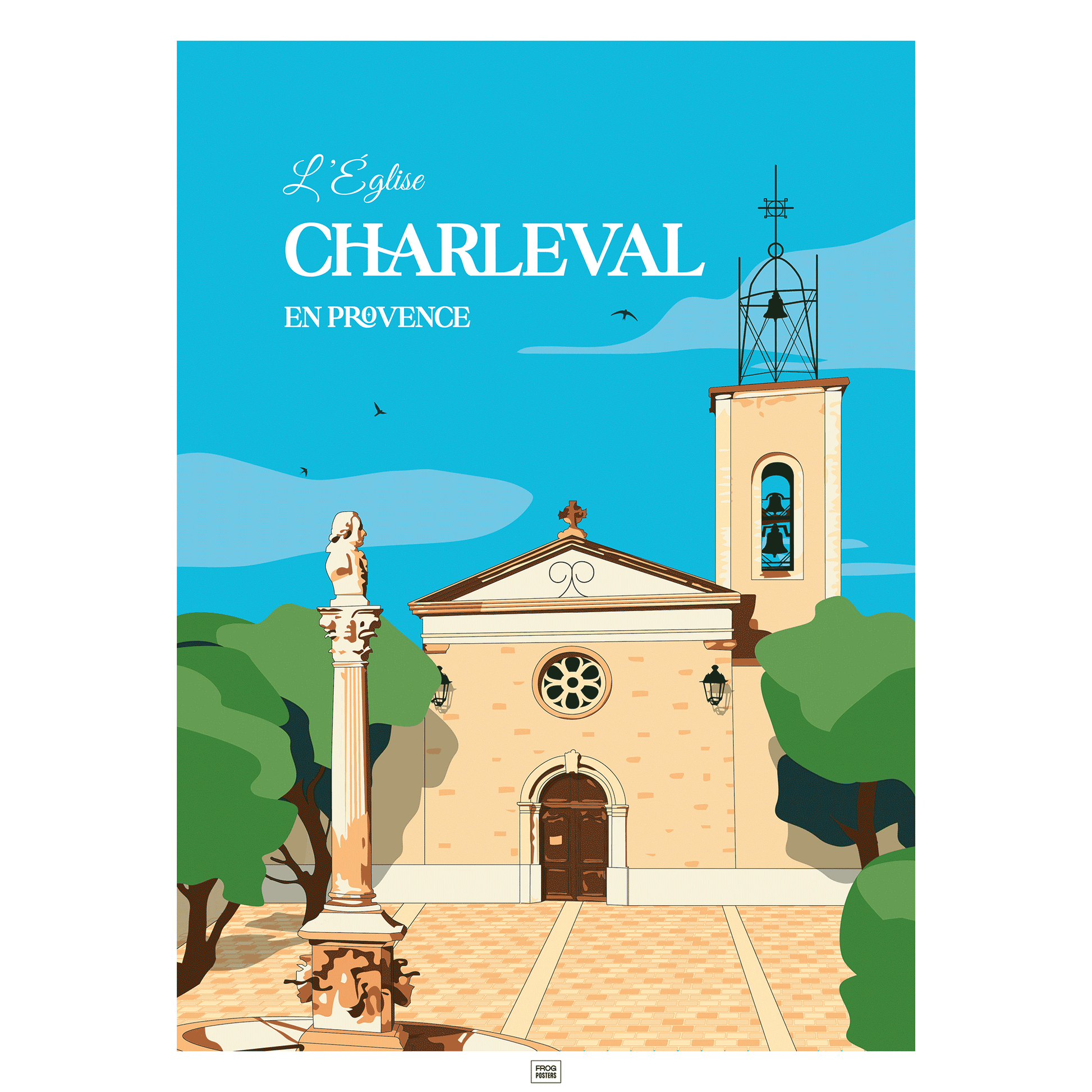 Affiche Eglise de Charleval en Provence - poster vintage et rétro de Frog Posters