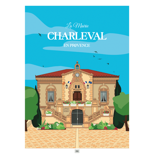 Affiche Mairie de Charleval en Provence, poster vintage et rétro de Frog Posters