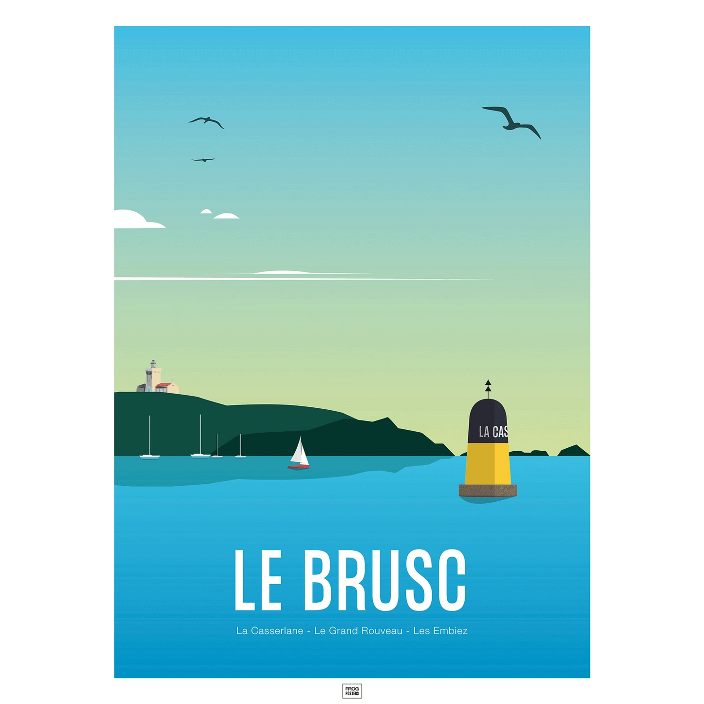 Affiche Le Brusc, le Grand Rouveau et les Embiez, affiche vintage