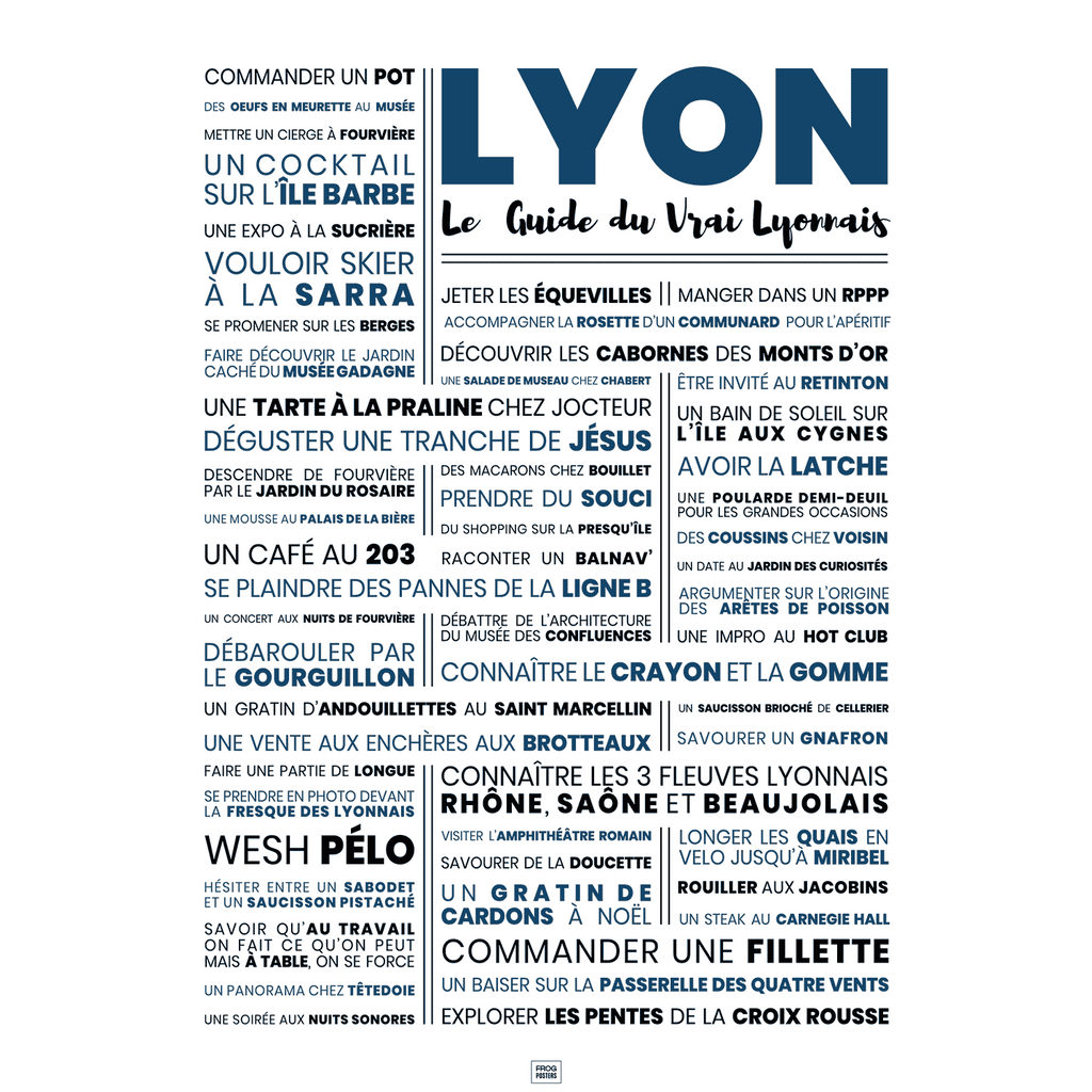 Affiche lyon : le guide du vrai lyonnais - La suite, affiche minimaliste