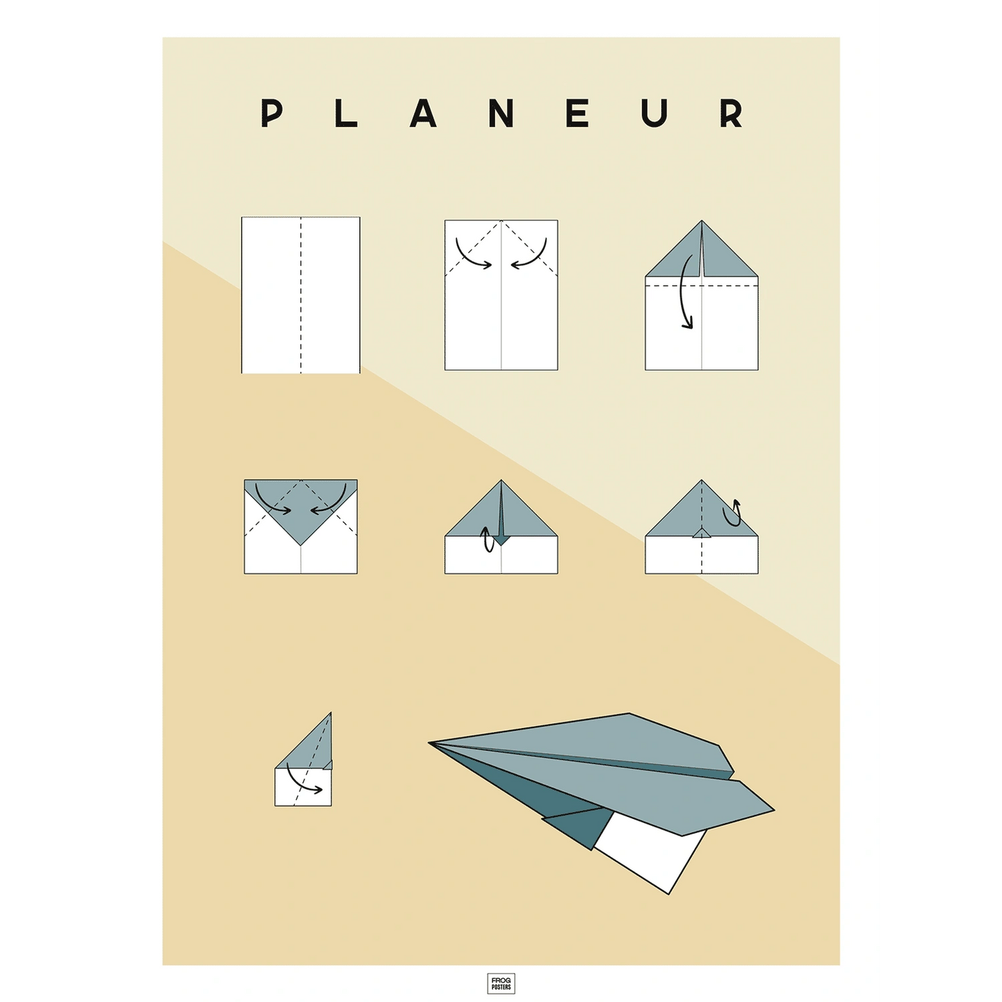 Affiche origami avion, poster minimaliste géométrique