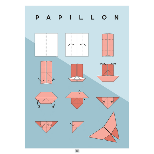 Affiche origami papillon, poster minimaliste géométrique