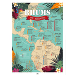 Affiche Rhum : Carte des 100 Meilleurs Rhums du Monde