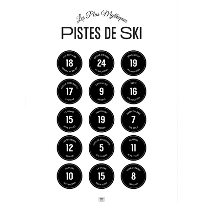 Affiche les pistes noires de ski légendaires des Alpes, poster minimaliste