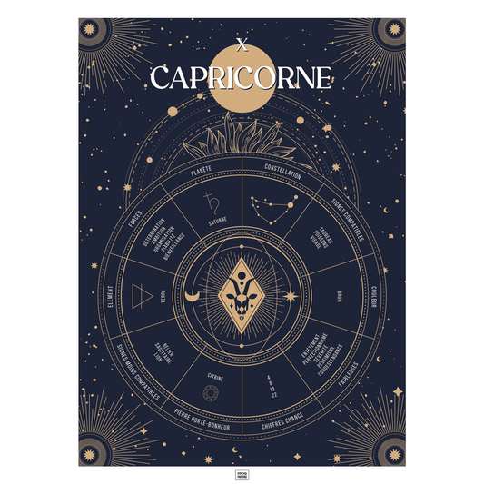 Affiche signe astrologique Capricorne, poster vintage de signe du zodiaque