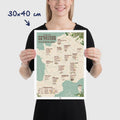 Affiche carte des fromages de france, affiche vintage, dimensions 30x40 cm
