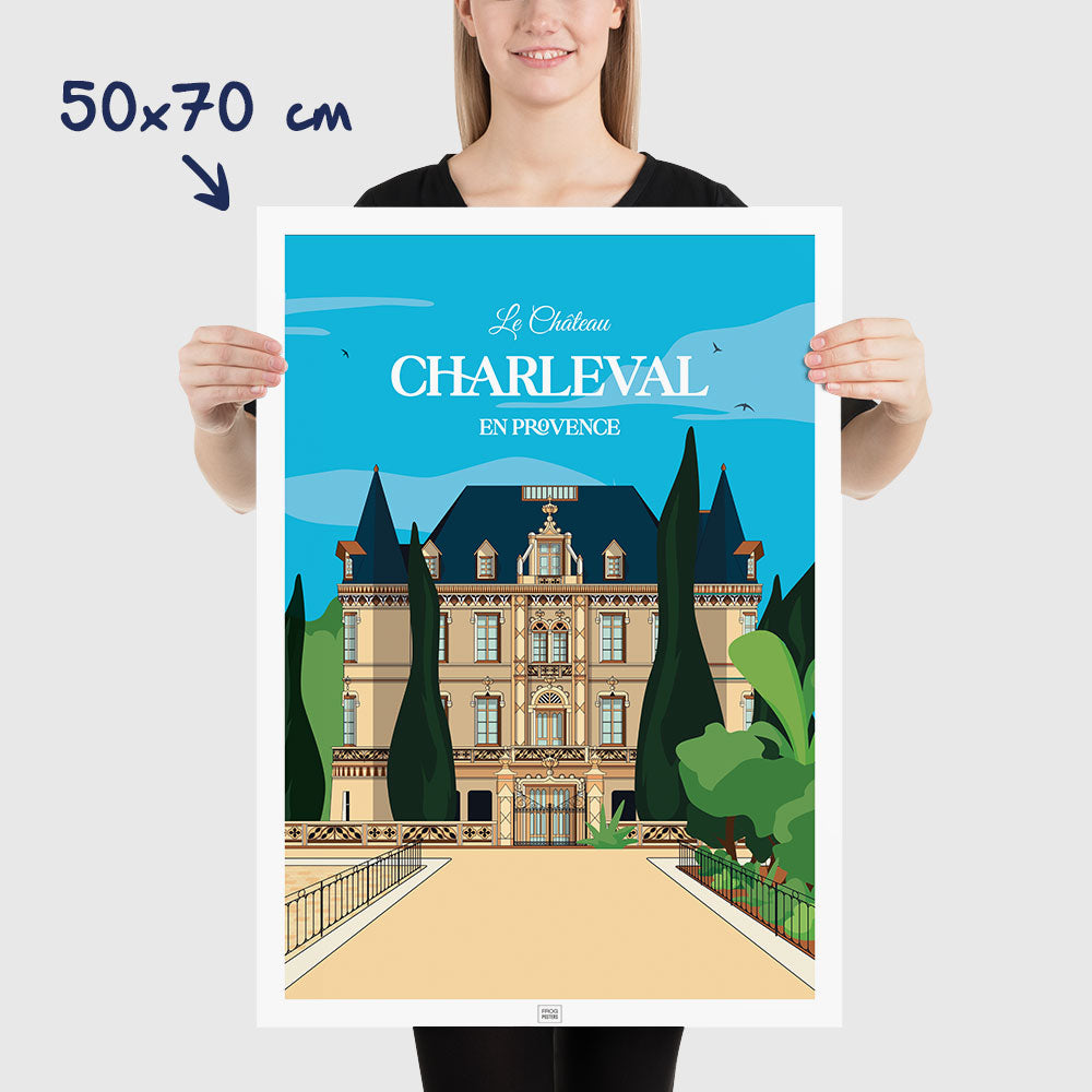 Affiche Château de Charleval en Provence - poster vintage et rétro de Frog Posters, dimensions 50x70 cm