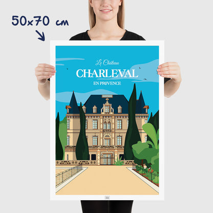 Affiche Château de Charleval en Provence - poster vintage et rétro de Frog Posters, dimensions 50x70 cm
