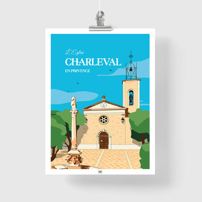 Affiche Eglise de Charleval en Provence - poster vintage et rétro de Frog Posters