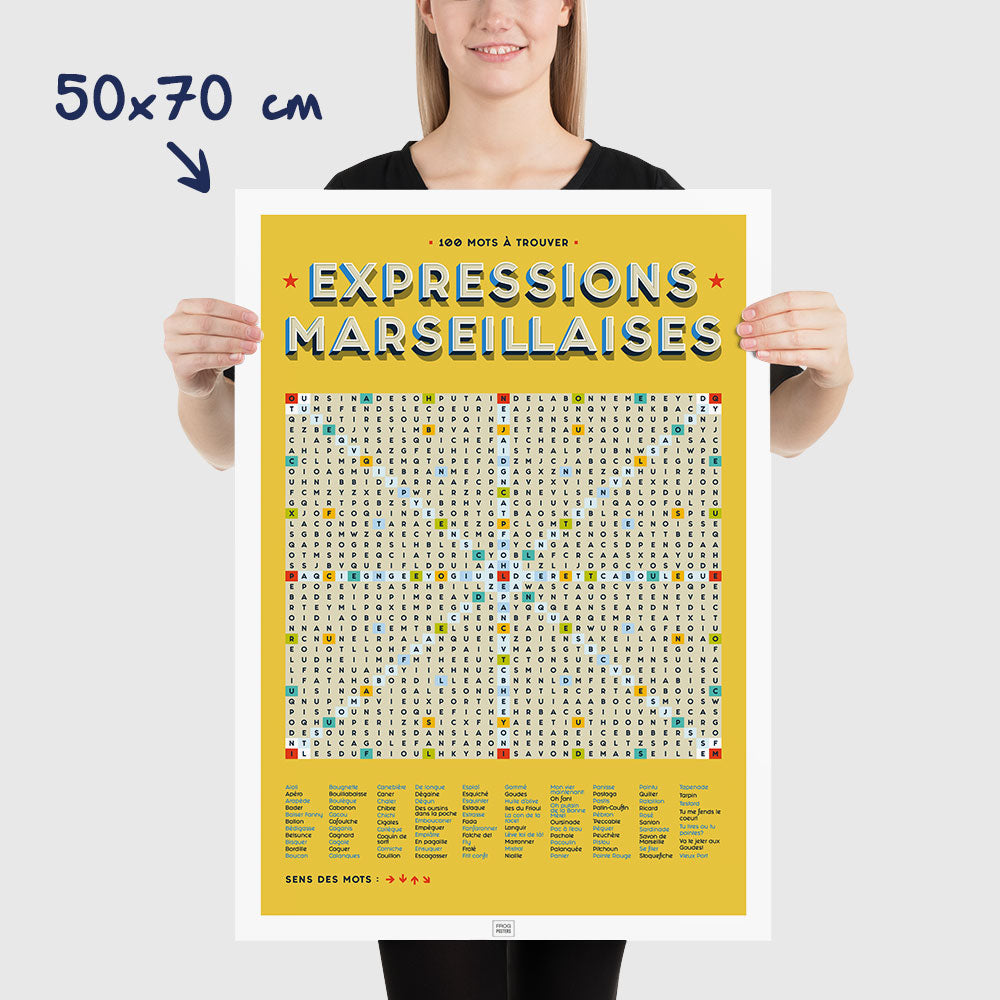 Affiche des jurons marseillais et expressions de marseille, dimensions 50x70 cm
