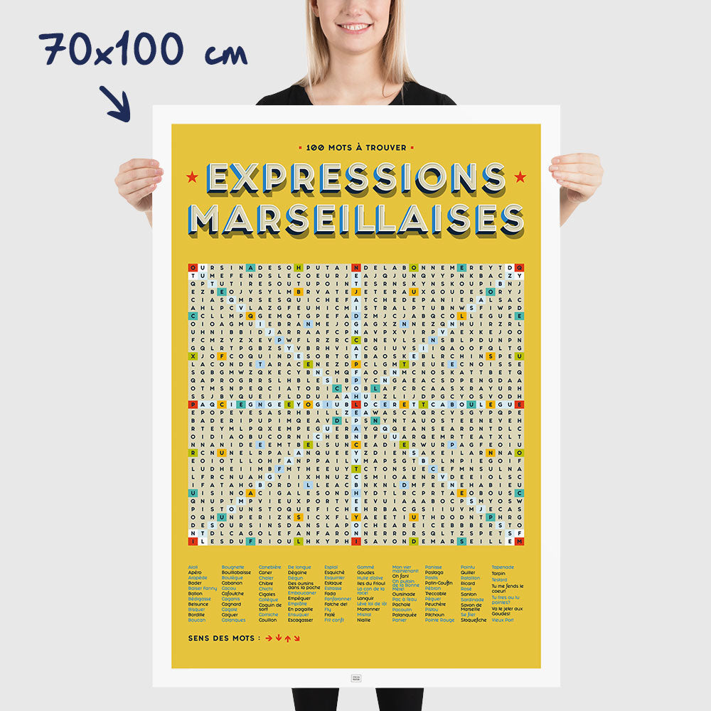Affiche des jurons marseillais et expressions de marseille, dimensions 70x100 cm

