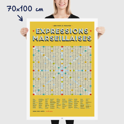 Affiche des jurons marseillais et expressions de marseille, dimensions 70x100 cm
