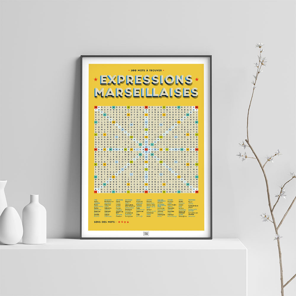 Affiche des jurons marseillais et expressions de marseille, sur fond clair
