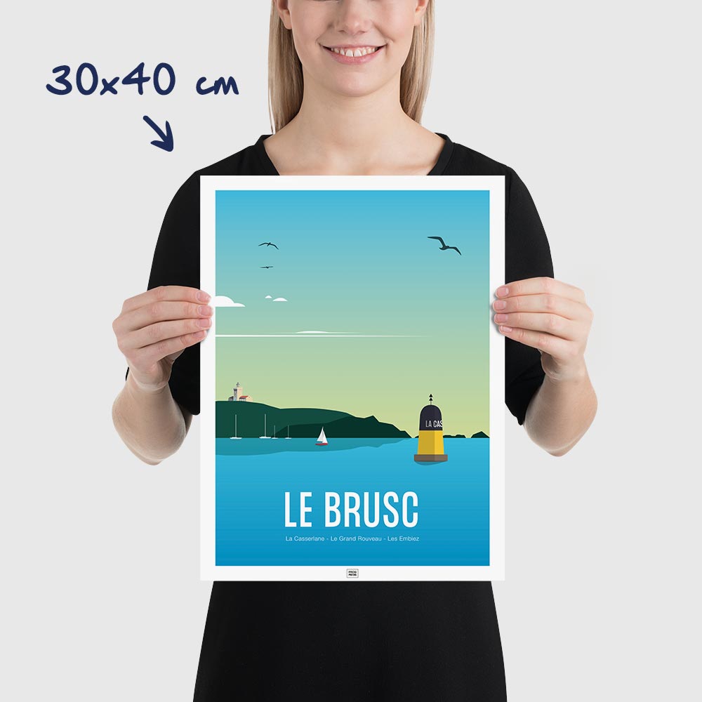 Affiche Le Brusc, le Grand Rouveau et les Embiez, affiche vintage, dimensions 30x40 cm
