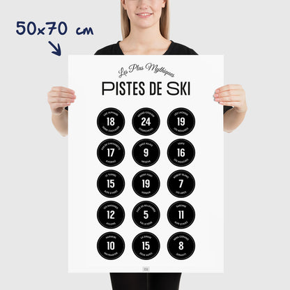 Affiche ski, les pistes de ski légendaires des Alpes, dimensions 50x70 cm