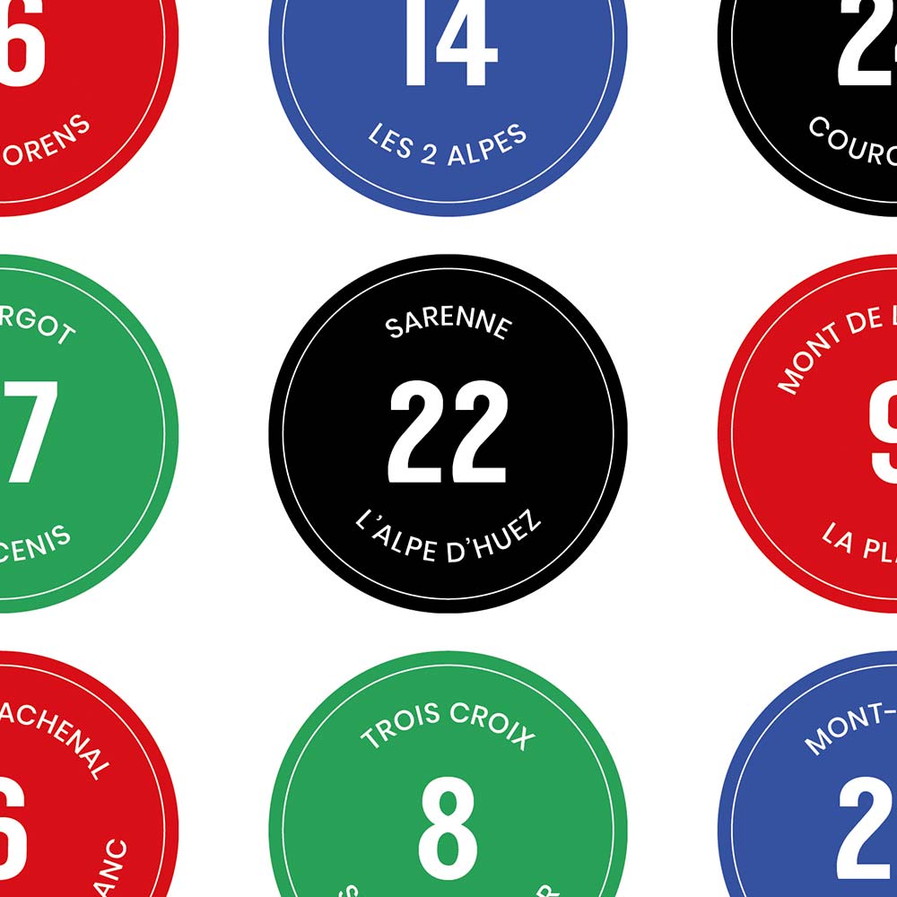 Affiche ski : les stations de ski mythiques des Alpes et leurs pistes, zoom