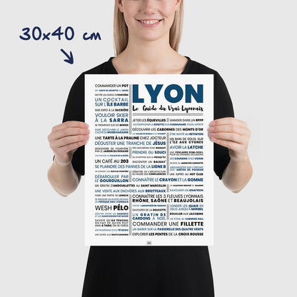 Affiche lyon : le guide du vrai lyonnais - La suite, affiche minimaliste, dimensions 30x40 cm