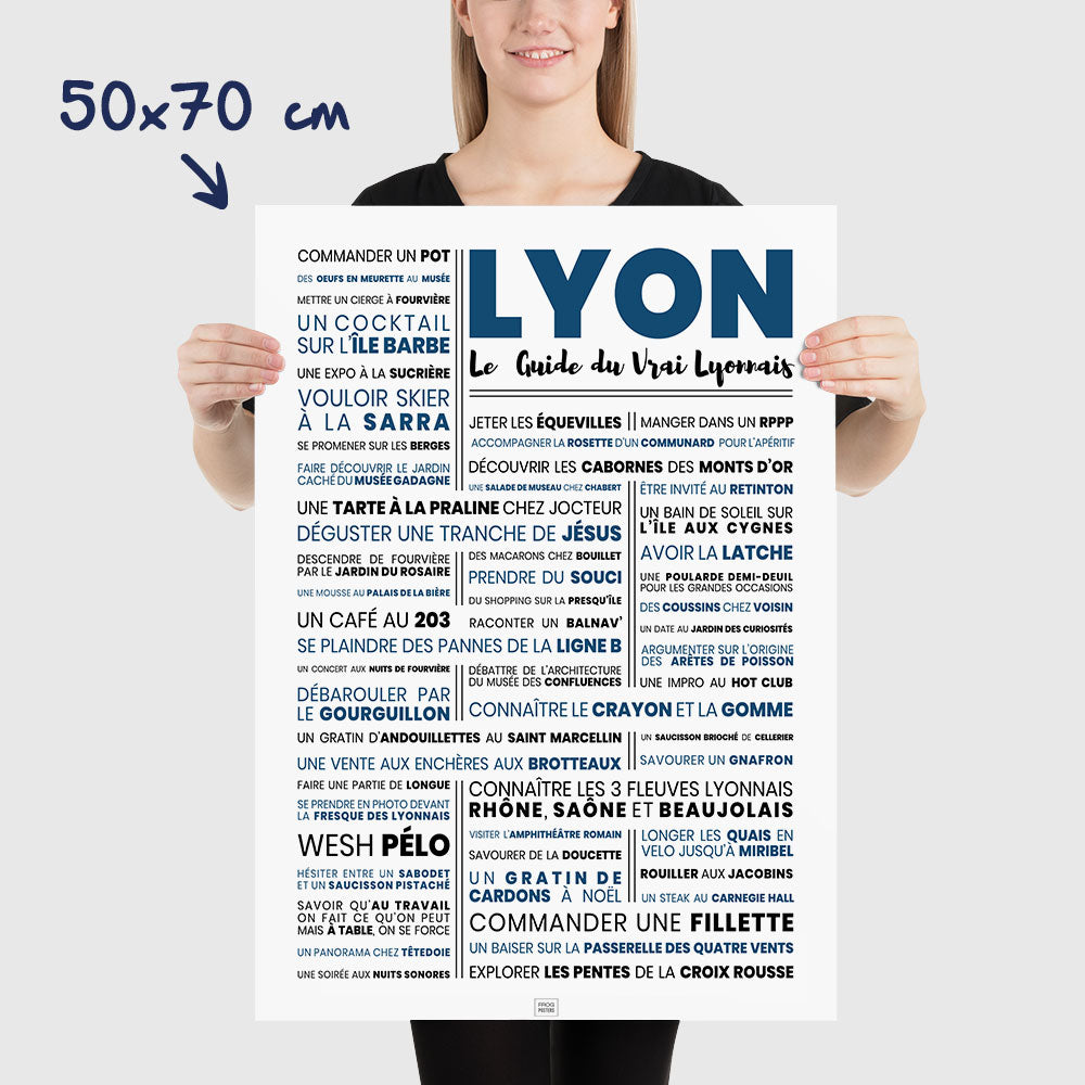 Affiche lyon : le guide du vrai lyonnais - La suite, affiche minimaliste, dimensions 50x70 cm