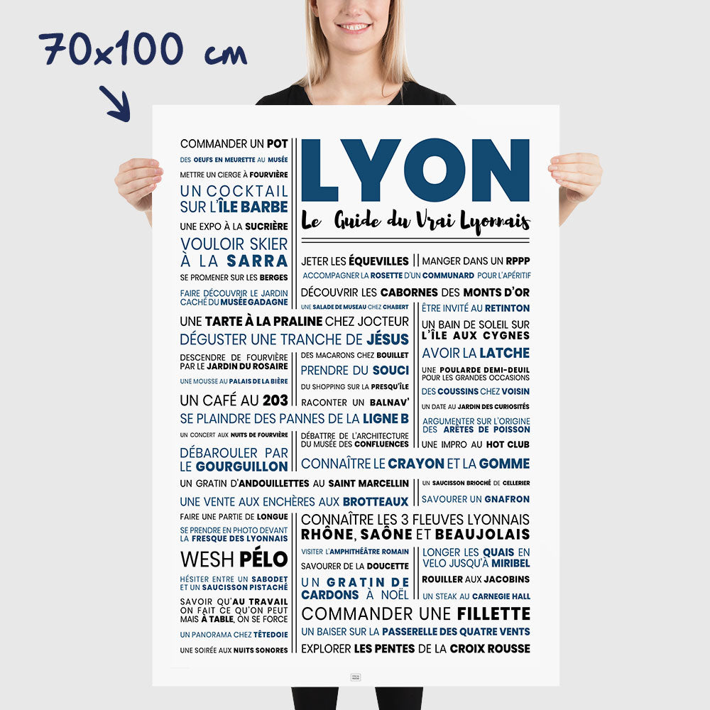 Affiche lyon : le guide du vrai lyonnais - La suite, affiche minimaliste, dimensions 70x100 cm