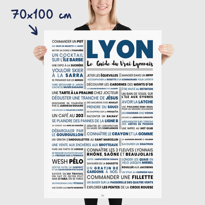 Affiche lyon : le guide du vrai lyonnais - La suite, affiche minimaliste, dimensions 70x100 cm