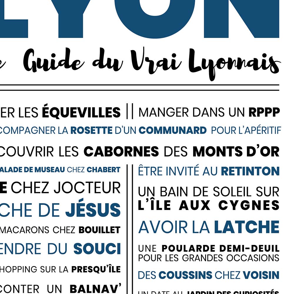 Affiche lyon : le guide du vrai lyonnais - La suite, affiche minimaliste, zoom