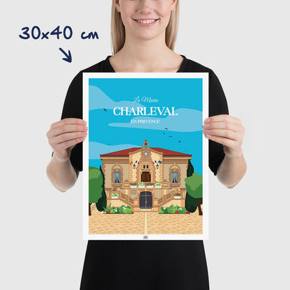 Affiche Mairie de Charleval en Provence, poster vintage et rétro de Frog Posters, dimensions 30x40 cm