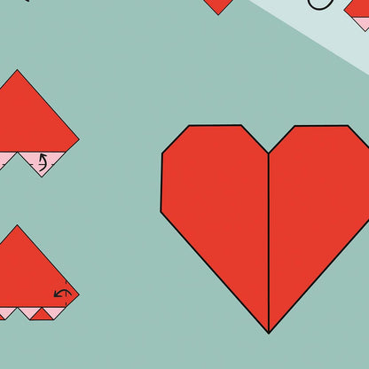 Affiche origami coeur, poster minimaliste géométrique, zoom