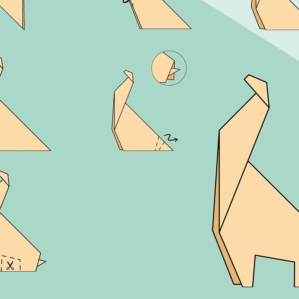 Affiche origami girafe, poster minimaliste géométrique, zoom