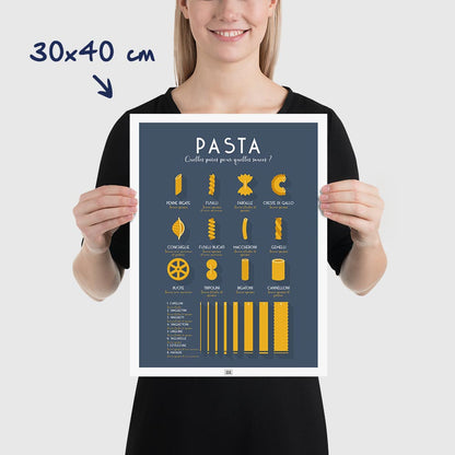 affiche pates italiennes, poster vintage minimaliste graphique, dimensions 30x40 cm
