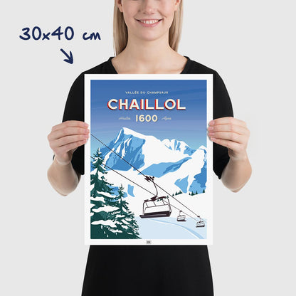 Affiche le Pic du Vieux Chaillol, poster vintage, dimensions 30x40 cm
