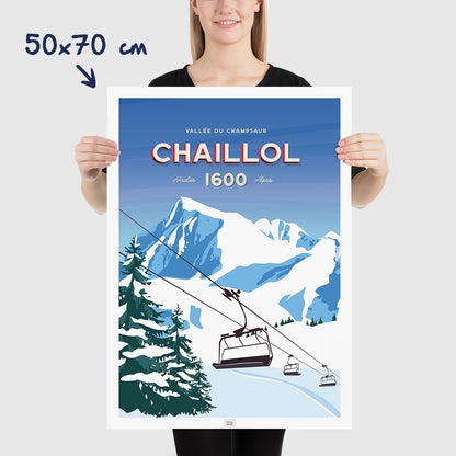 Affiche le Pic du Vieux Chaillol, poster vintage, dimensions 50x70 cm