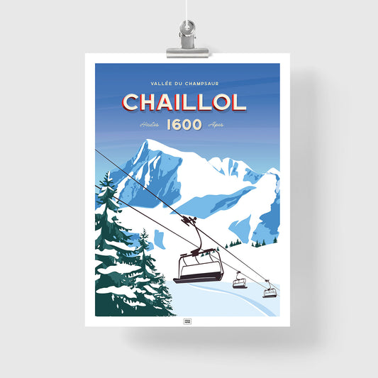 Affiche le Pic du Vieux Chaillol, poster vintage