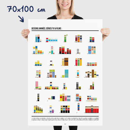 Affiche séries TV, films et dessins animés en pixel art, dimensions 70x100 cm