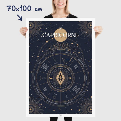Affiche signe astrologique Capricorne, poster vintage de signe du zodiaque, dimensions 70x100 cm