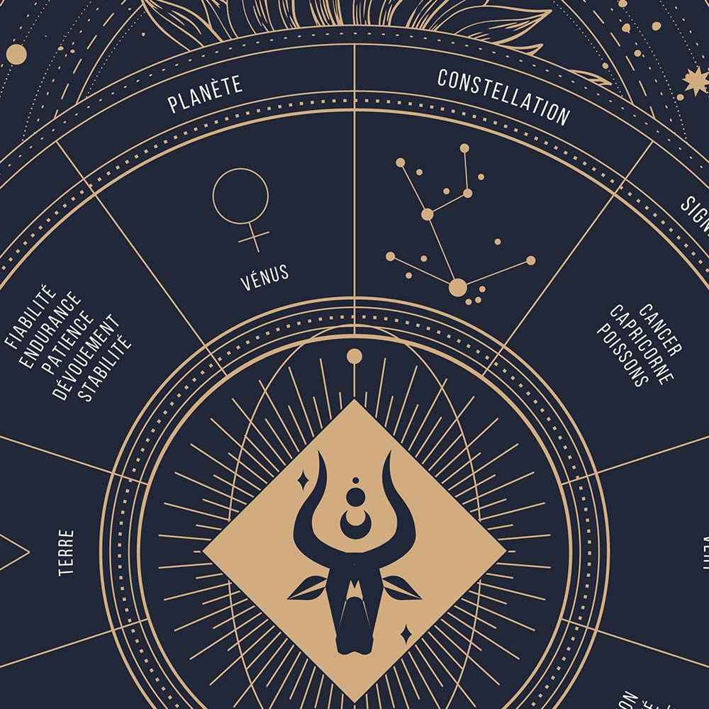 Affiche signe astrologique Taureau, poster vintage de signe du zodiaque, zoom
