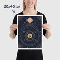 Affiche signe astrologique Vierge, poster vintage de signe du zodiaque, dimensions 30x40 cm