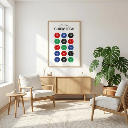 Affiche ski : les stations de ski mythiques des Alpes et leurs pistes
