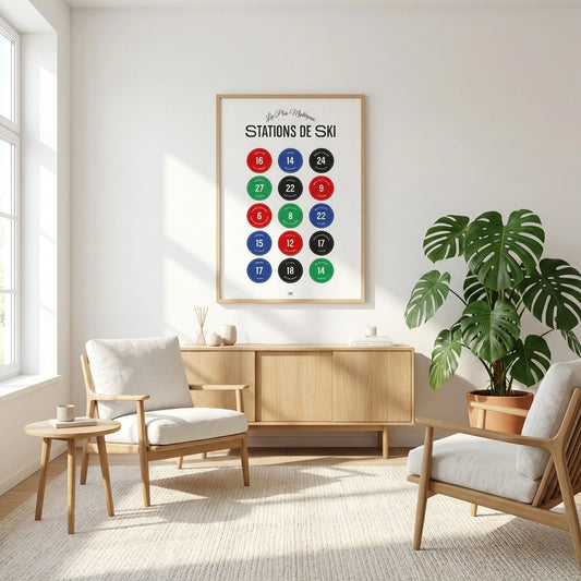 Affiche ski : les stations de ski mythiques des Alpes et leurs pistes
