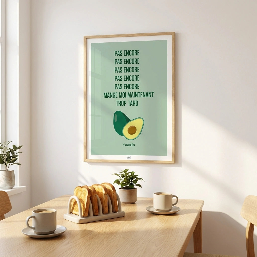affiche avocat, affiche humoristique thème coloré pour la cuisine