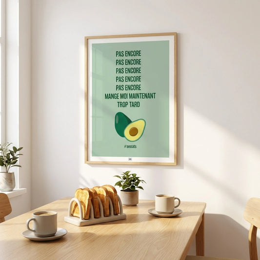 affiche avocat, affiche humoristique thème coloré pour la cuisine