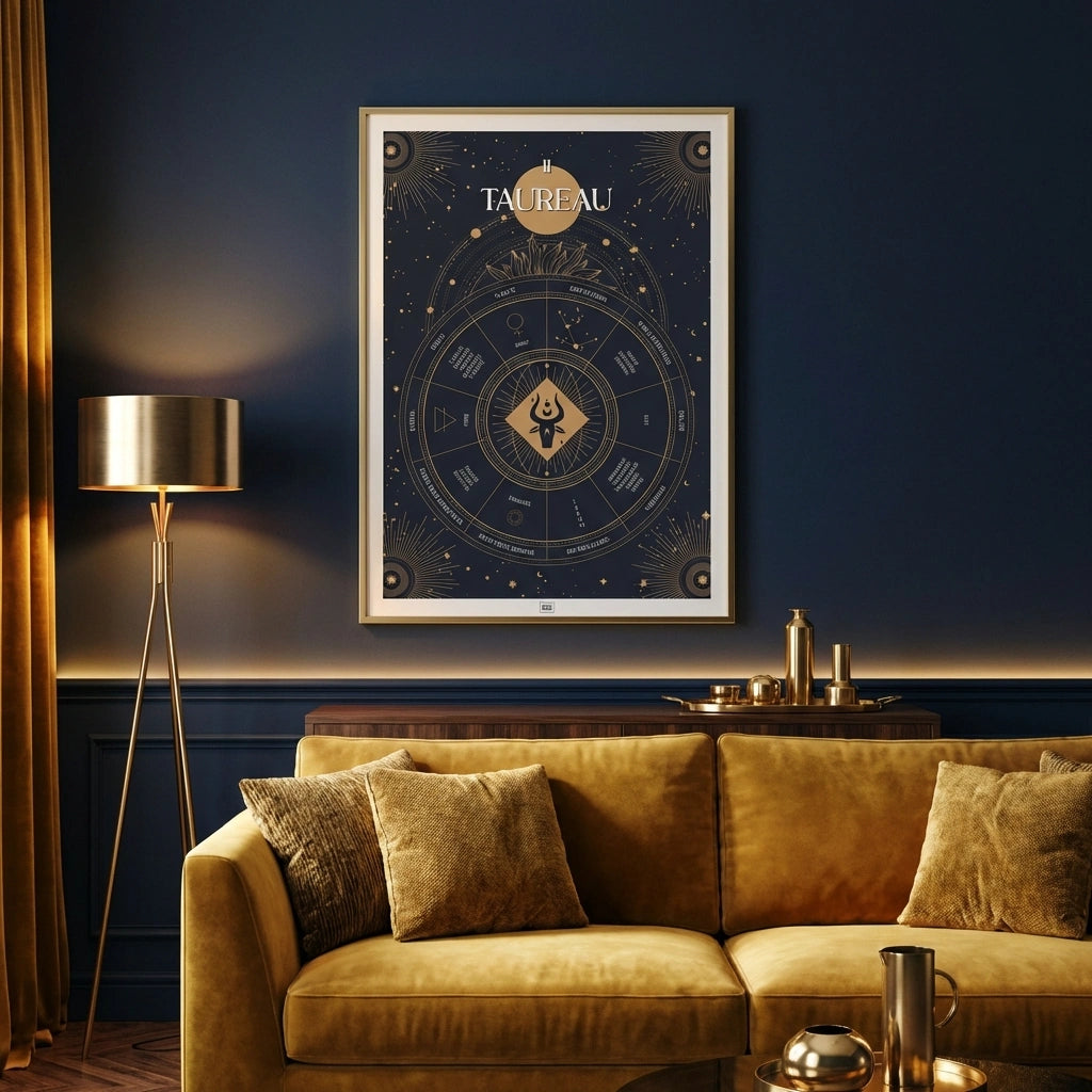 Affiche signe astrologique Taureau, poster vintage de signe du zodiaque
