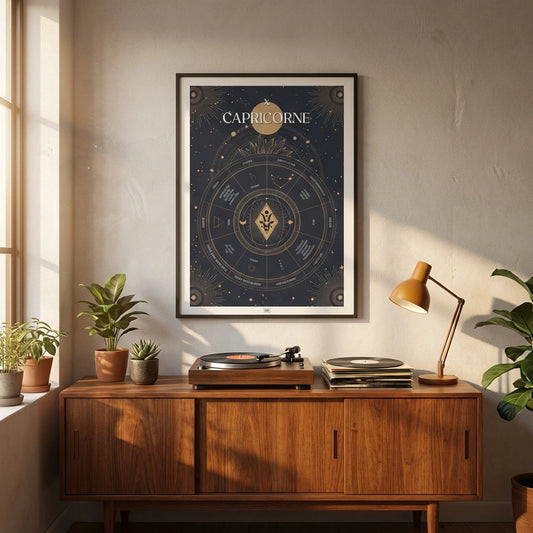 Affiche signe astrologique Capricorne, poster vintage de signe du zodiaque