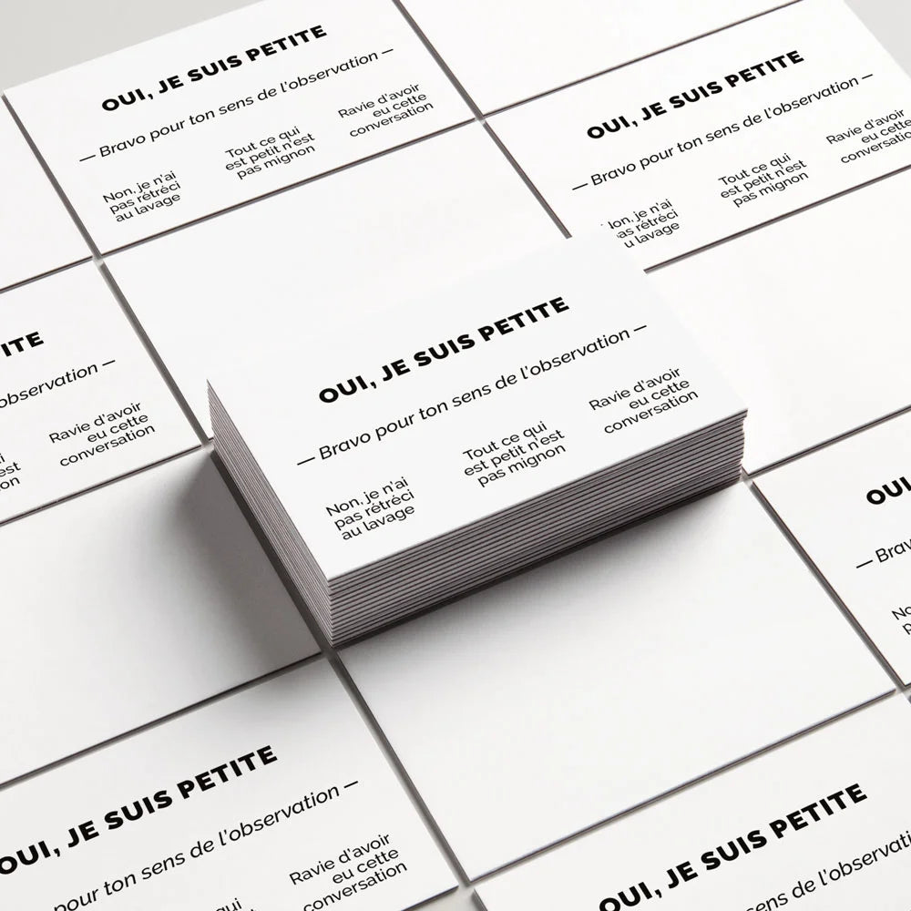 Pile de cartes de visite humour « Oui, je suis petite », pack de 10