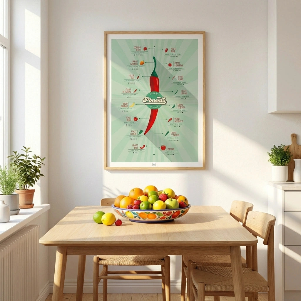 Affiche piments : l'échelle de scoville et la force des piments